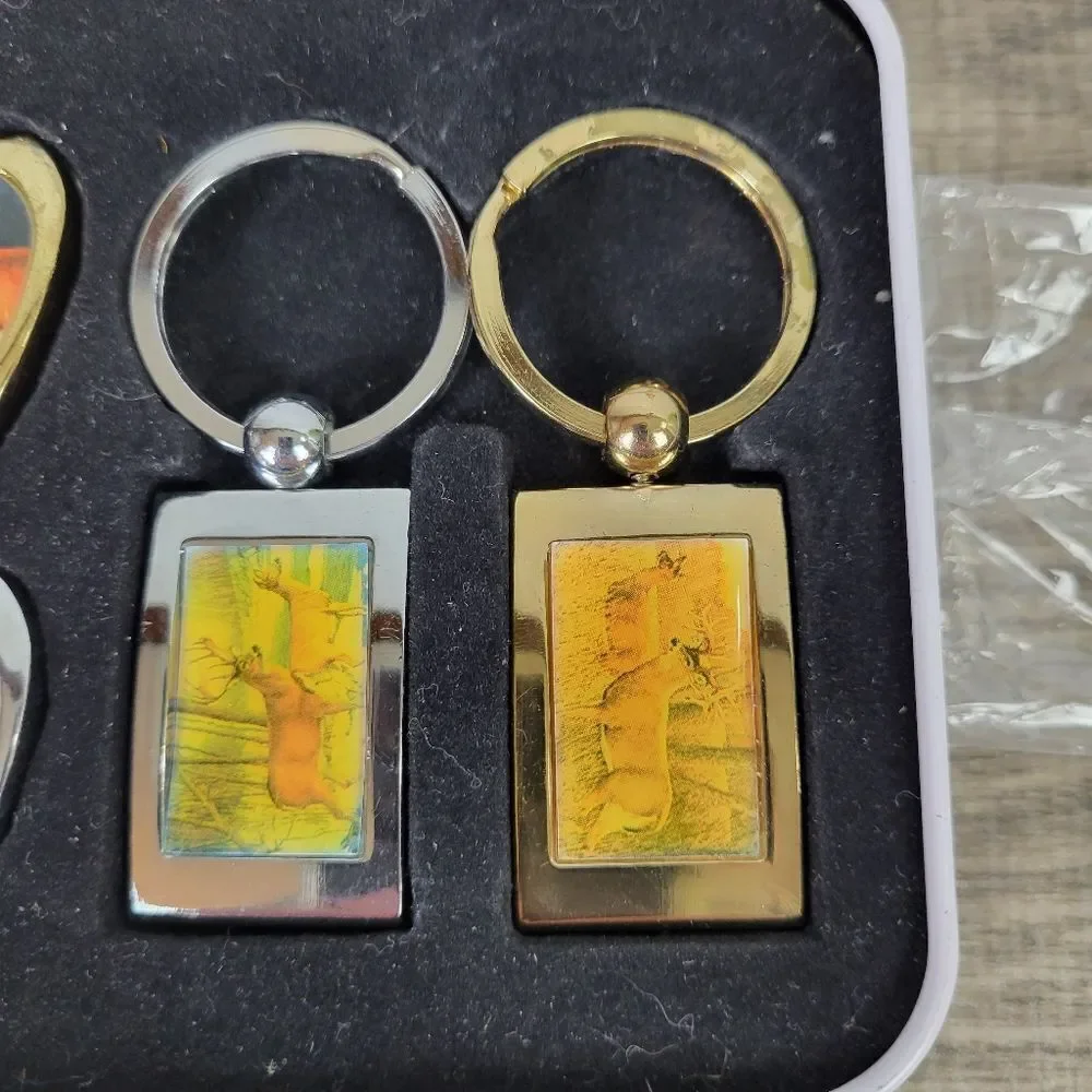 Decorative Folding Knife‎ and Keychain Set with Decorative Tin
